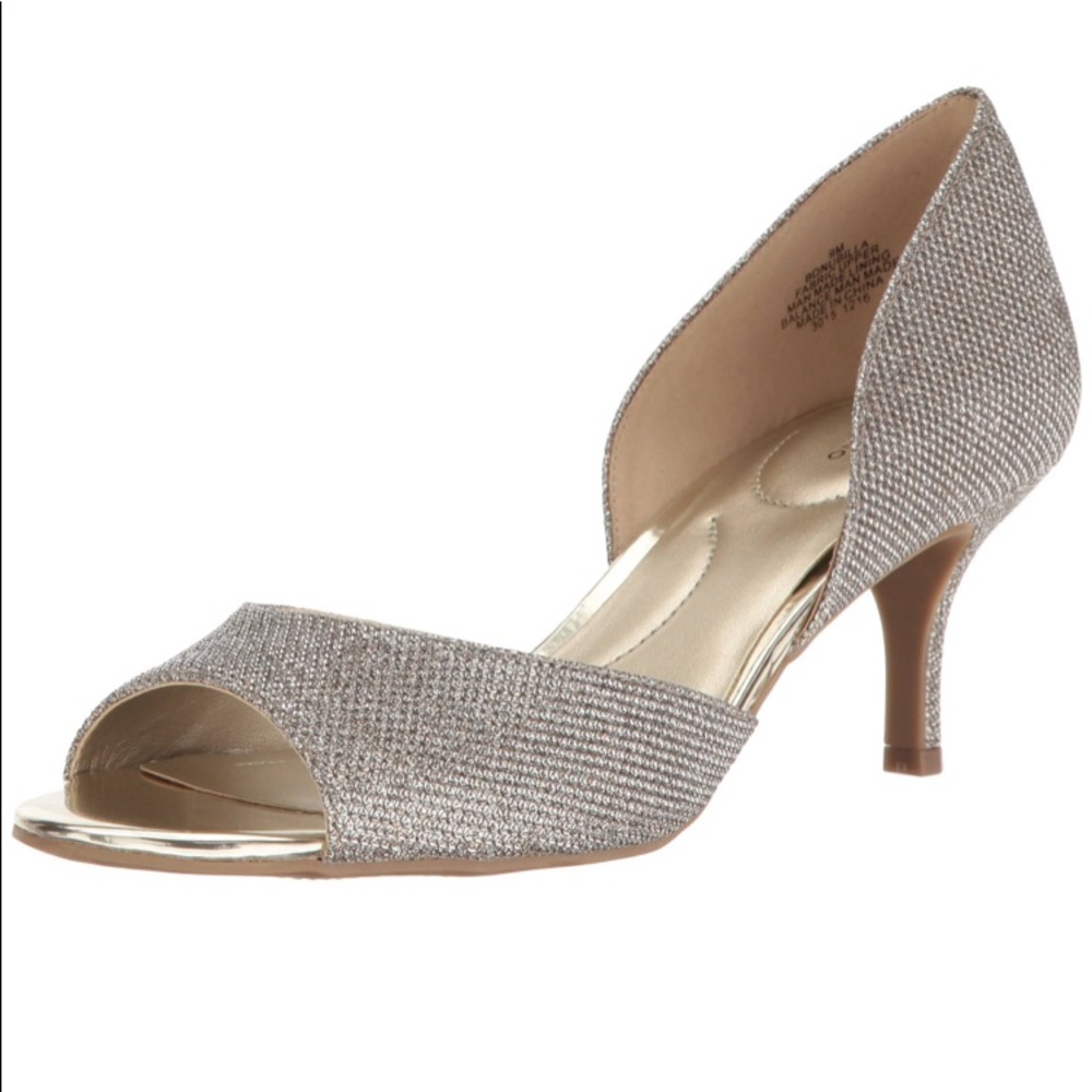 Bandolino gold sparkly peep toe heels